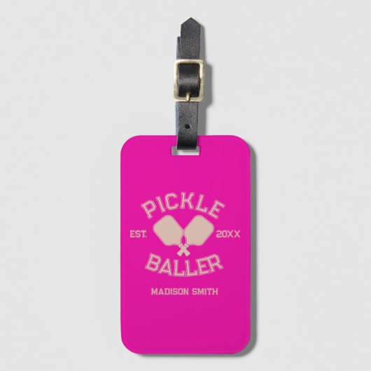 Pickle Baller Pickleball Collegiate Typografie Bagagelabel (Voorkant (verticaal))