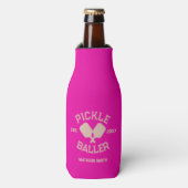Pickle Baller Pickleball Collegiate Typografie Flesjeskoeler (Fles Voorkant)