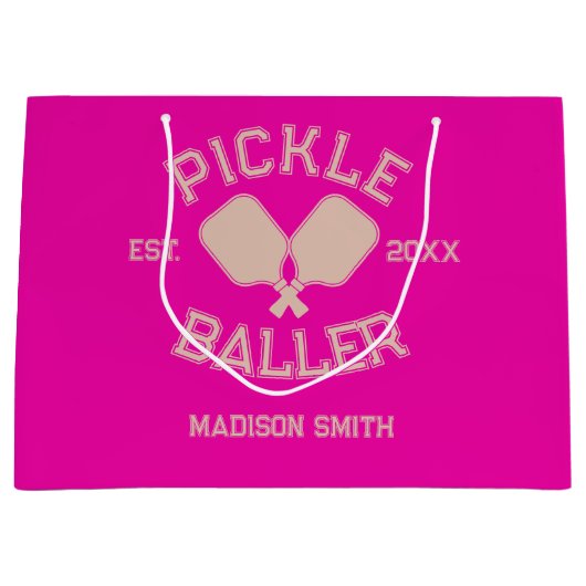 Pickle Baller Pickleball Collegiate Typografie Groot Cadeauzakje (Voorkant)
