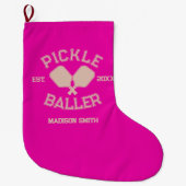Pickle Baller Pickleball Collegiate Typografie Grote Kerstsok (Voorkant)