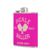 Pickle Baller Pickleball Collegiate Typografie Heupfles (Links)