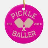 Pickle Baller Pickleball Collegiate Typografie Keramisch Ornament (Voorkant)