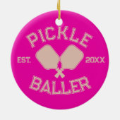 Pickle Baller Pickleball Collegiate Typografie Keramisch Ornament (Achterkant)
