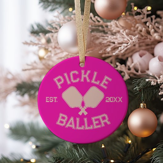 Pickle Baller Pickleball Collegiate Typografie Keramisch Ornament