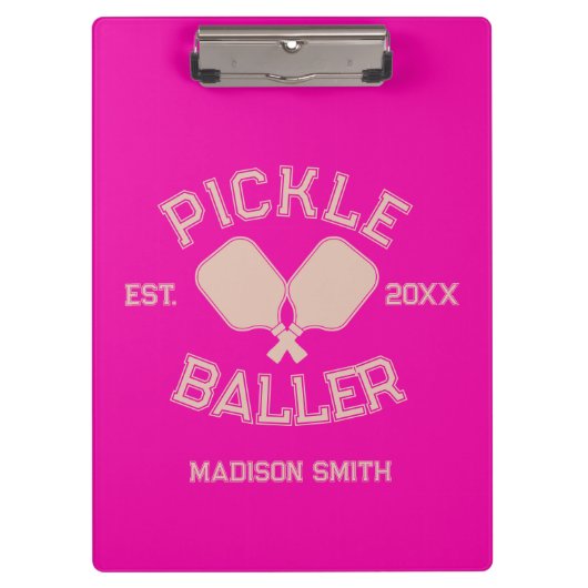 Pickle Baller Pickleball Collegiate Typografie Klembord (Voorkant)