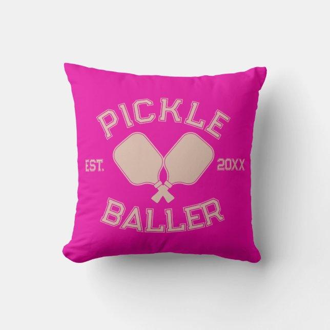 Pickle Baller Pickleball Collegiate Typografie Kussen (Voorkant)