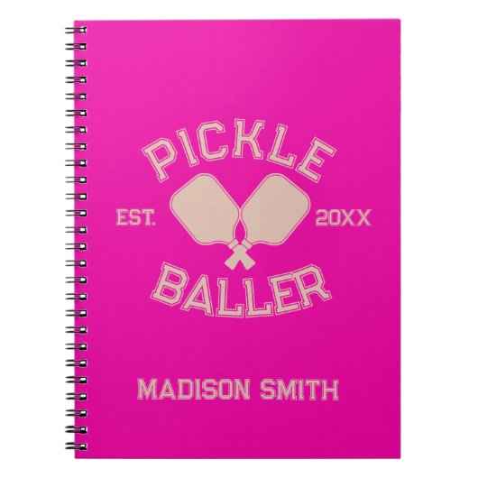 Pickle Baller Pickleball Collegiate Typografie Notitieboek (Voorkant)