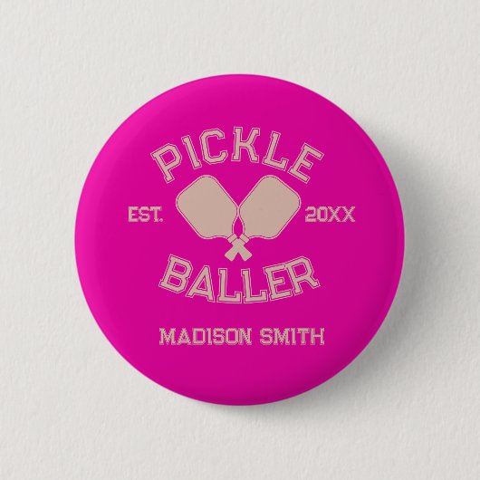 Pickle Baller Pickleball Collegiate Typografie Ronde Button 5,7 Cm (Voorkant)
