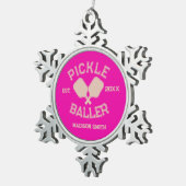 Pickle Baller Pickleball Collegiate Typografie Tin Sneeuwvlok Ornament (Rechts)