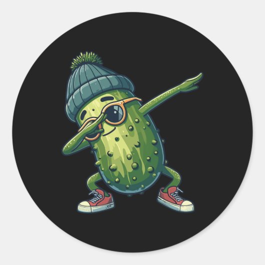 Pickle Cucumber Funny National Pickle Day Dabbing Ronde Sticker (Voorkant)