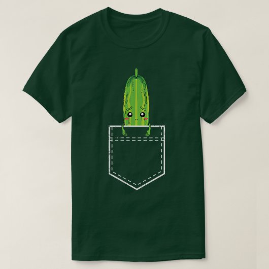 Pickle Cucumber Lover Cute Vegetable Veggie Pocket T-shirt (Design voorkant)