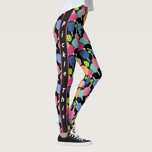 Pickle deze kleurrijke zwarte pickleball Leggings (Rechts)