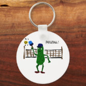 Pickle die Pickleball Primitieve Kunst speelt Sleutelhanger (Voorkant)
