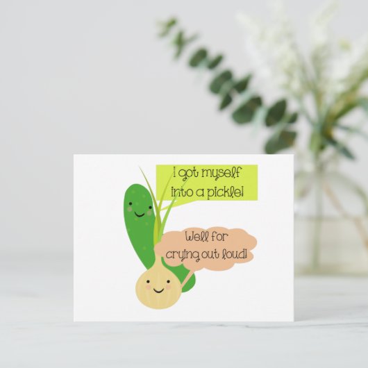 Pickle en Humor van uien Briefkaart (Staand voorkant)