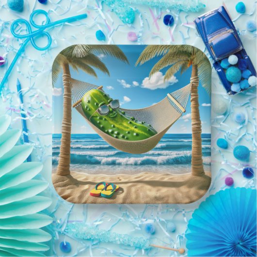 Pickle in een tropische hangmat papieren bordje (Feest)