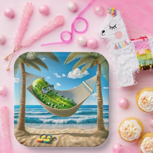 Pickle in een tropische hangmat papieren bordje (Feest)