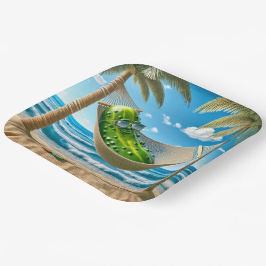 Pickle in een tropische hangmat papieren bordje (Gebogen)