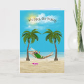 Pickle in hangmat op strand Verjaardag Kaart (Voorkant)