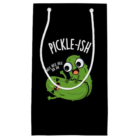 Pickle-ish Ticklish Funny Pickle Puns Dark BG Klein Cadeauzakje (Voorkant)