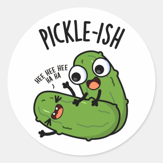 Pickle-ish ticklish Funny Pickle Puns Ronde Sticker (Voorkant)