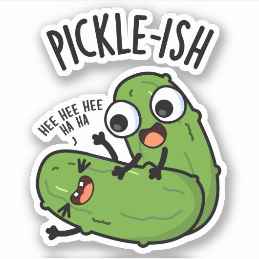 Pickle-ish ticklish Funny Pickle Puns Sticker (Voorkant)