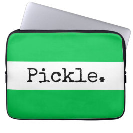 PICKLE Leuke Tekst Brede Heldergroene Witte Strepe Laptop Sleeve