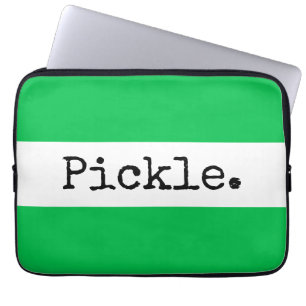 PICKLE Leuke Tekst Brede Heldergroene Witte Strepe Laptop Sleeve