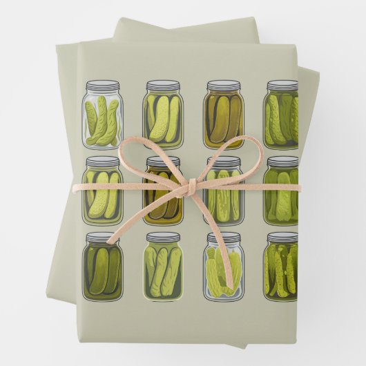 Pickle Lover Ingeblikte Pickles Jar Christmas Inpakpapier Vel (In situ)