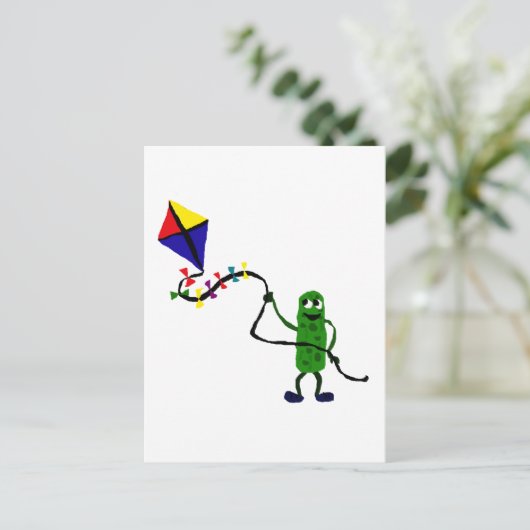 Pickle Man Flying Kite Briefkaart (Staand voorkant)