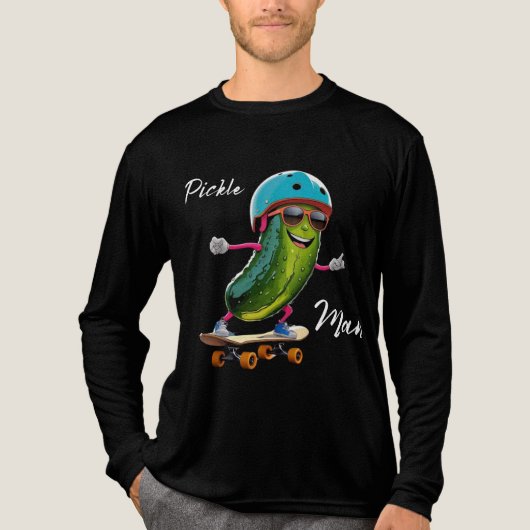 Pickle Man Skating AI Art Tri-Blend Shirt (Voorkant volledig)