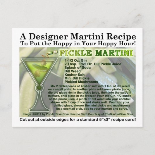 Pickle Martini Recept Briefkaart (Voorkant)