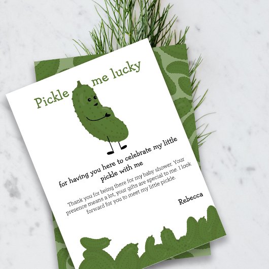 Pickle me geluk baby shower bedankkaart