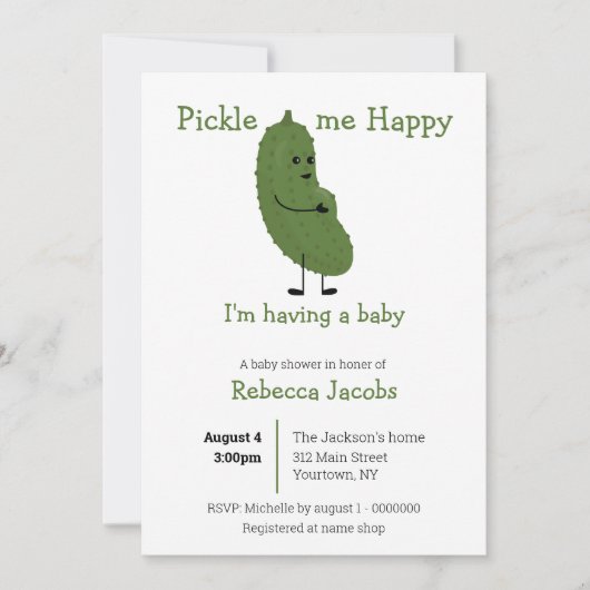 Pickle me happy Baby shower Invitation Kaart (Voorkant)