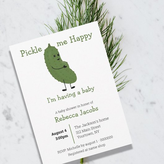 Pickle me happy Baby shower Invitation Kaart