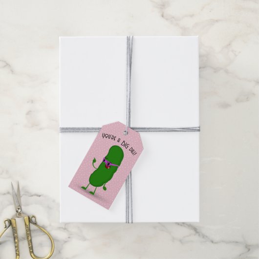 Pickle met roze bril cadeaulabel (Met Touw)
