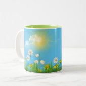 Pickle met roze bril tweekleurige koffiemok (Voorkant links)