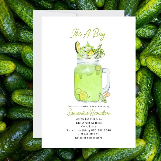Pickle Milkshake Boy Baby shower Kaart