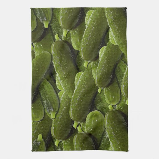 Pickle Pattern Fresh Green Cucumber Pickles Theedoek (Verticaal)
