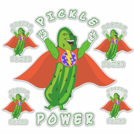 Pickle Power Pickleball Super Hero Sticker (Voorkant)
