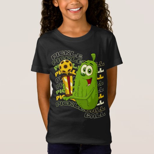 Pickle Power! Schattigee Pickleball Kinder T-shirt (Voorkant)