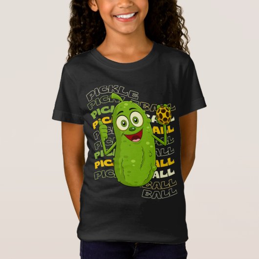 Pickle Power! Schattigee Pickleball Kinder T-shirt (Voorkant)