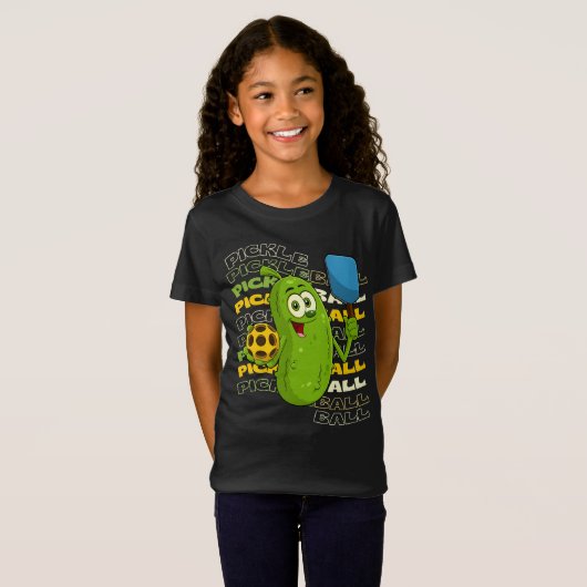 Pickle Power! Schattigee Pickleball Kinder T-shirt (Voorkant volledig)