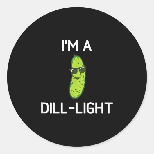 Pickle Pun, In A Dill-light, Grappig, Grappen, Sar Ronde Sticker (Voorkant)