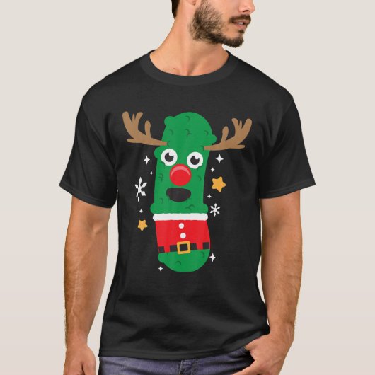 Pickle Reindeer Santa Funny Cool kerstcadeau T-shirt (Voorkant)