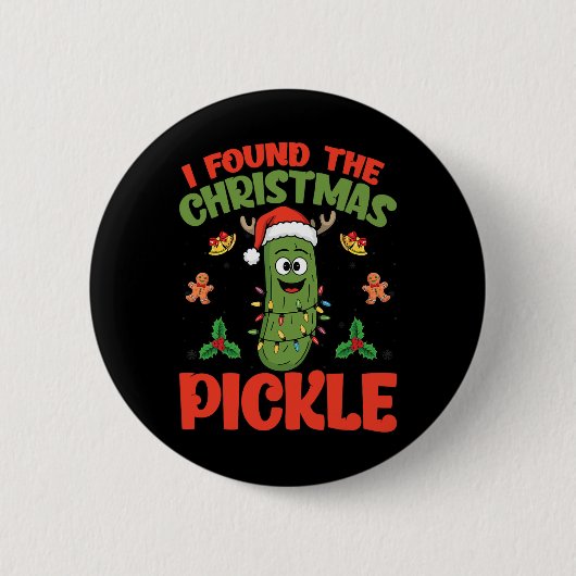 Pickle Santa Hat Kerstverlichting - Ik vond de ker Ronde Button 5,7 Cm (Voorkant)