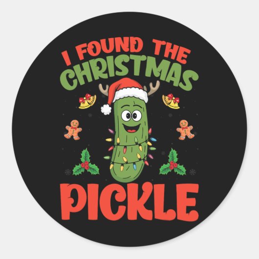 Pickle Santa Hat Kerstverlichting - Ik vond de ker Ronde Sticker (Voorkant)
