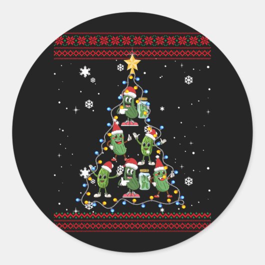 Pickle Santa Xmas Tree Pet Pickle Fruit Christmas Ronde Sticker (Voorkant)