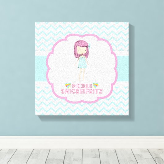 Pickle Snickelfritz 12x12 Canvas - Blauwgroen Chev (Insitu (Houten vloer))