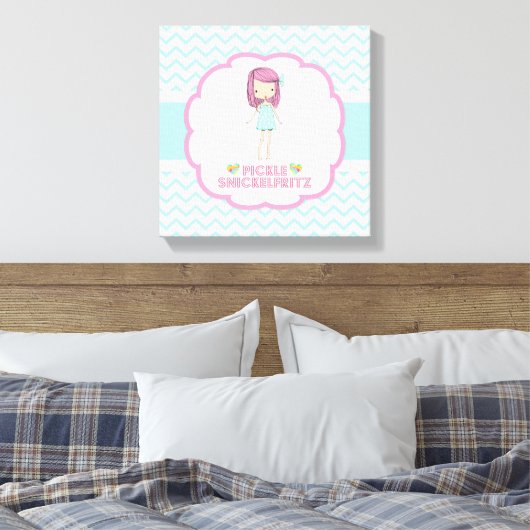 Pickle Snickelfritz 12x12 Canvas - Blauwgroen Chev (Insitu (Slaapkamer))