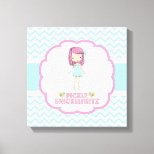 Pickle Snickelfritz 12x12 Canvas - Blauwgroen Chev Afdruk